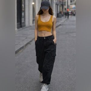 Cropped Tank Top in Mustard Yellow